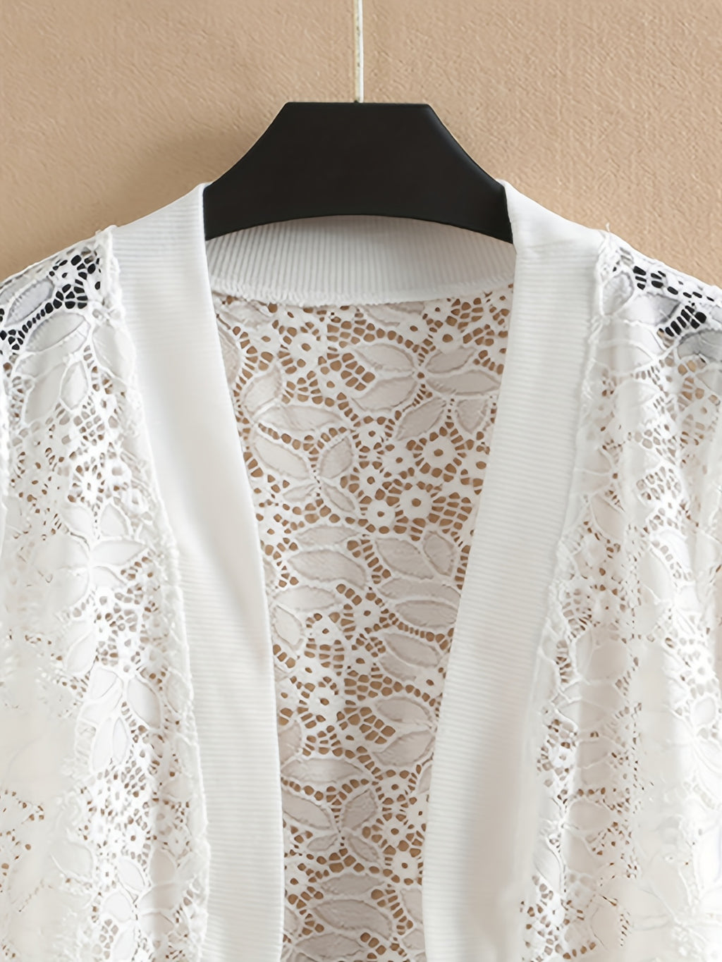 Women's Lightweight Lace-Trimmed Short Sleeve Cardigan - Retro Semi-Sheer Open Front Cover-Up, Machine Washable Spring Summer Fall Layering Piece for Casual & Formal Outfits, Scalloped Edge Design | Intricate Lace Detailing