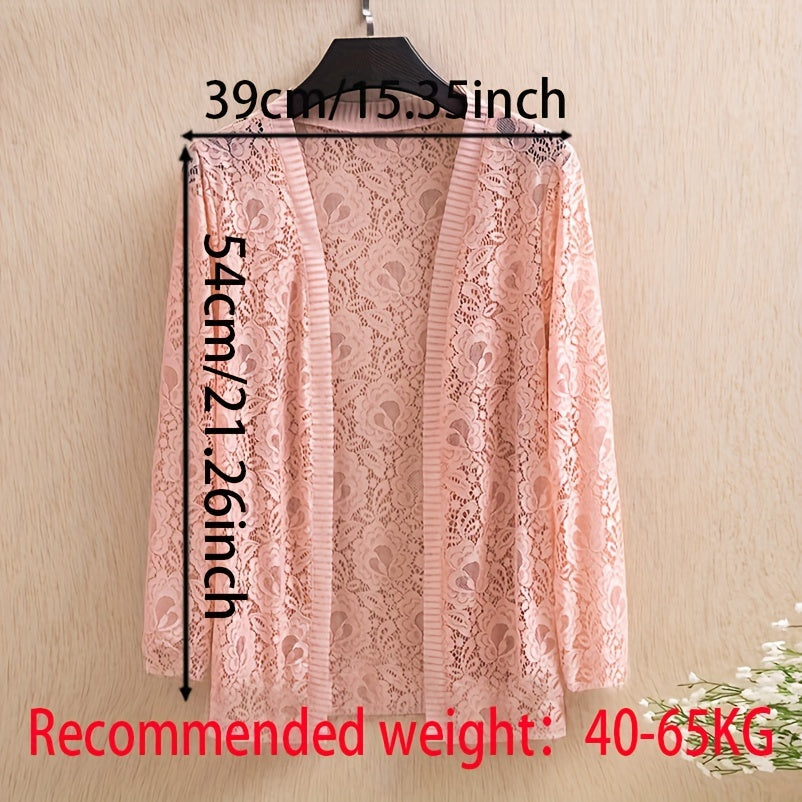 Elegant Lace Cardigan: Fall\u002FWinter Collection - Long Sleeve, Fitted Design, Hand Wash or Dry Clean, Suitable for Mature Occasions, Provides Warmth, Decoration, and Wind Protection - Women's Fashion Accessory
