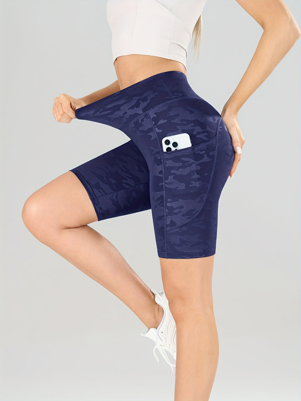 Women'S High-Waisted Camo Yoga Shorts - Stretchy, Breathable, Moisture-Wicking, Ideal for Running, Yoga, and Outdoor Fitness, Summer Workout Gear|Camouflage Pattern|Stretchy Fabric