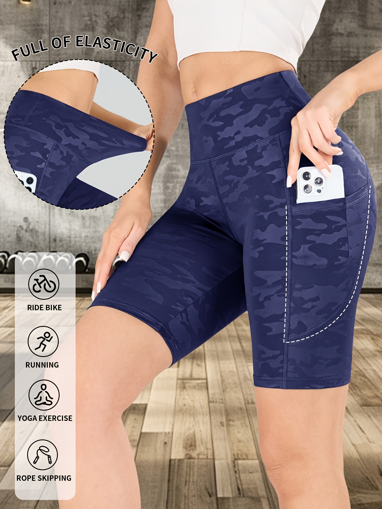 Women'S High-Waisted Camo Yoga Shorts - Stretchy, Breathable, Moisture-Wicking, Ideal for Running, Yoga, and Outdoor Fitness, Summer Workout Gear|Camouflage Pattern|Stretchy Fabric