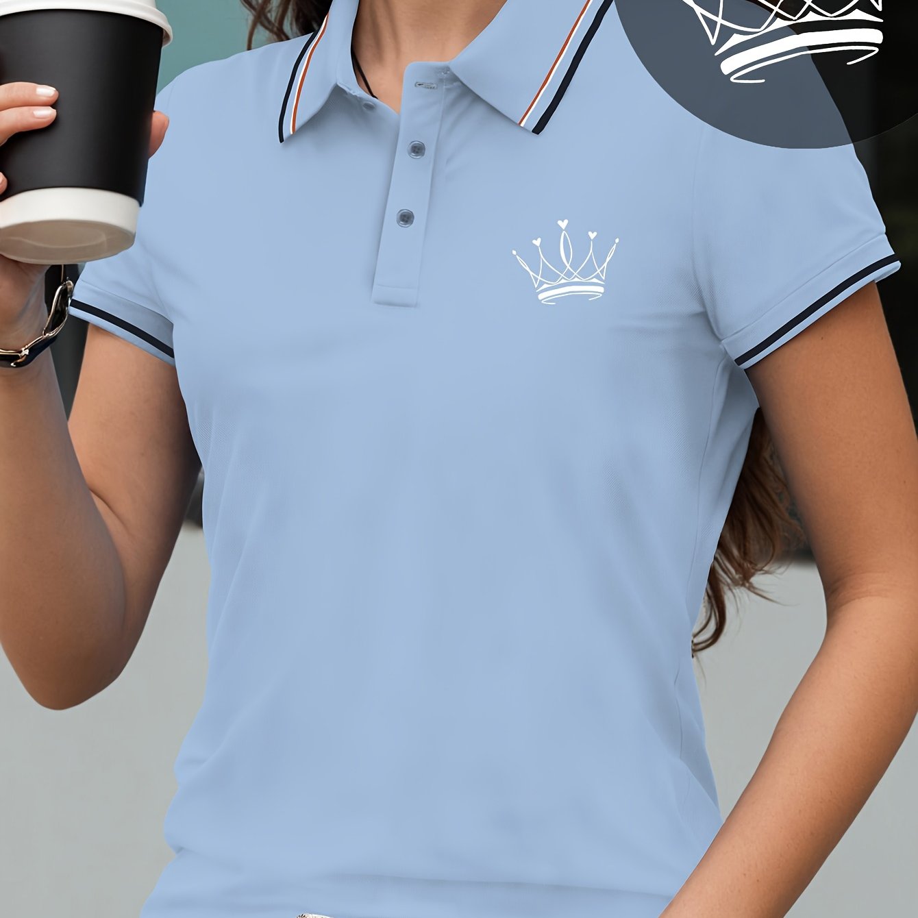 Women's Shirt Short Sleeve T-shirt with Crown Pattern Print