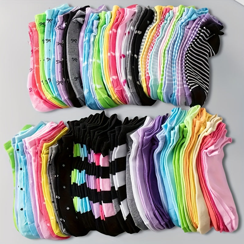 20 Pairs of Rainbow-Colored Socks, Soft And Comfortable No-Show Ankle Socks, Women'S Stockings And Socks.