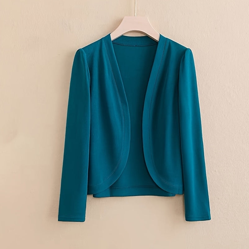 Women's Elegant Long Sleeve Cardigan - Open Front Shawl Design, Breathable Windproof Sunscreen Polyester, 4 Colors (Olive Green\u002FRed\u002FGreen\u002FWhite) for Mature Style & All-Day Comfort, Cardigan, Casual Layering Piece, Lightweight Fabric