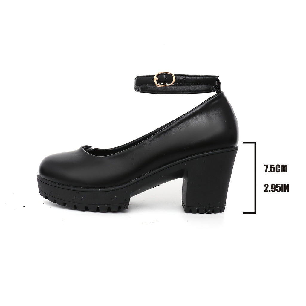 Women'S High Heel Block Heels, Solid Color Plain Toe High Heel Shoes, Lightweight Man Made Materials Upper, Rubber Sole, All-Season Sexy Style