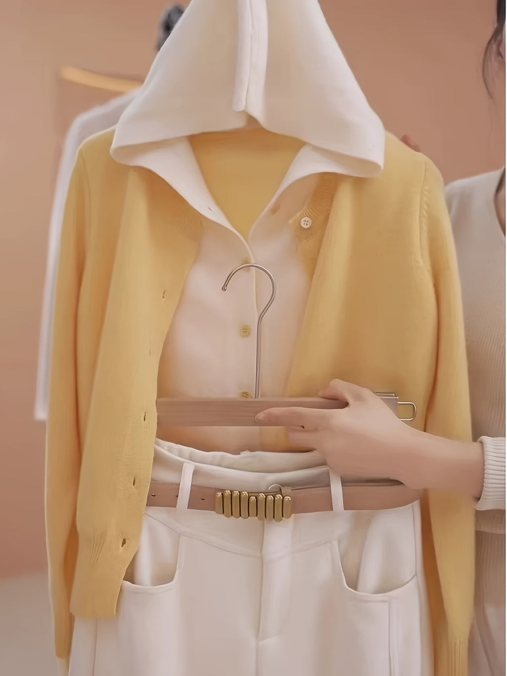 Women's Two-Piece Sweater Set, Pink Hooded Cardigan and Pullover, New Long-Sleeve Top for Spring\u002FAutumn Season