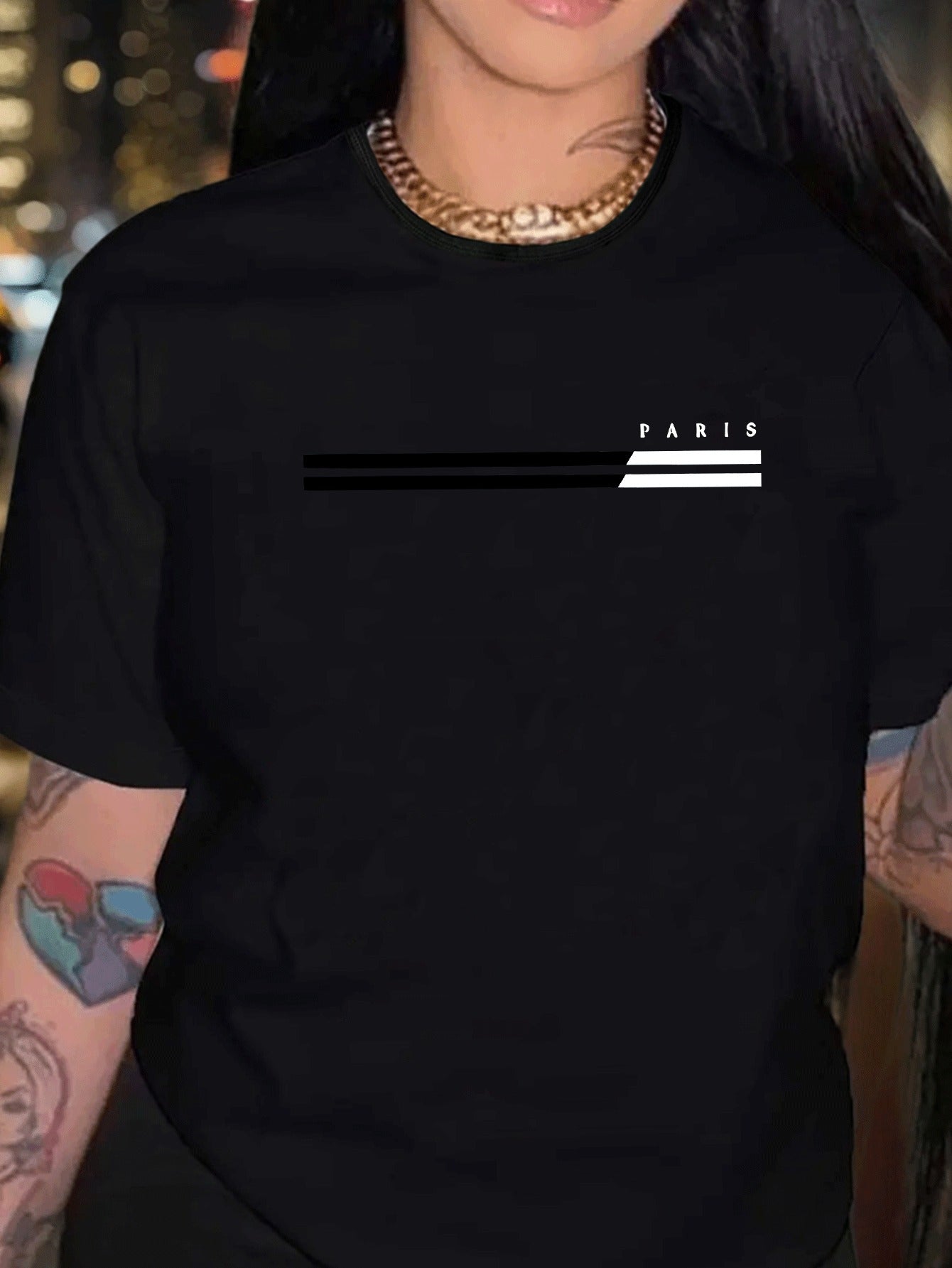 1pc Paris Graphic Print Women'S Casual Summer T-Shirt - Red, Short Sleeve, Round Neck, Polyester Blend, Comfort Fit, Casual Wear | Graphic Tee | Comfortable Fit